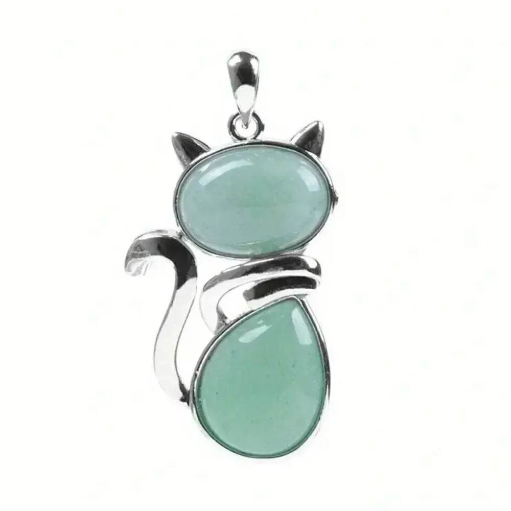 AYR “CAT” Aventurine Stone & 925 Silver Necklace